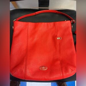 Coach Red Isabella Pebbled Leather Crossbody Bag